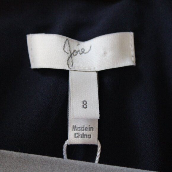 Joie NWT 100% Silk Navy Colorful Layered Cocktail Midi Dress Sheer Ruffles 8 M - Picture 12 of 13